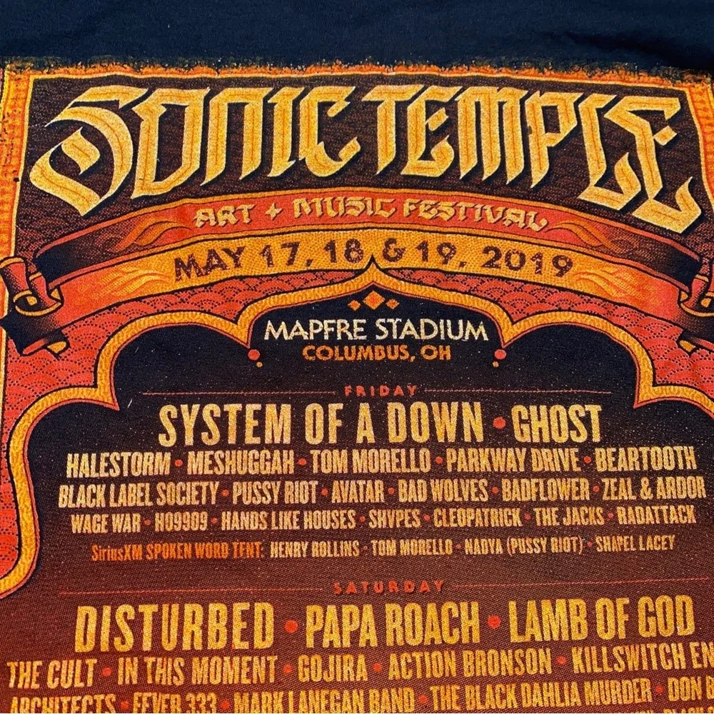 Sonic Temple Disturbed Shirt Men Med Skull Foo Fighters Ghost Metal Bands Mapfre - Picture 5 of 11
